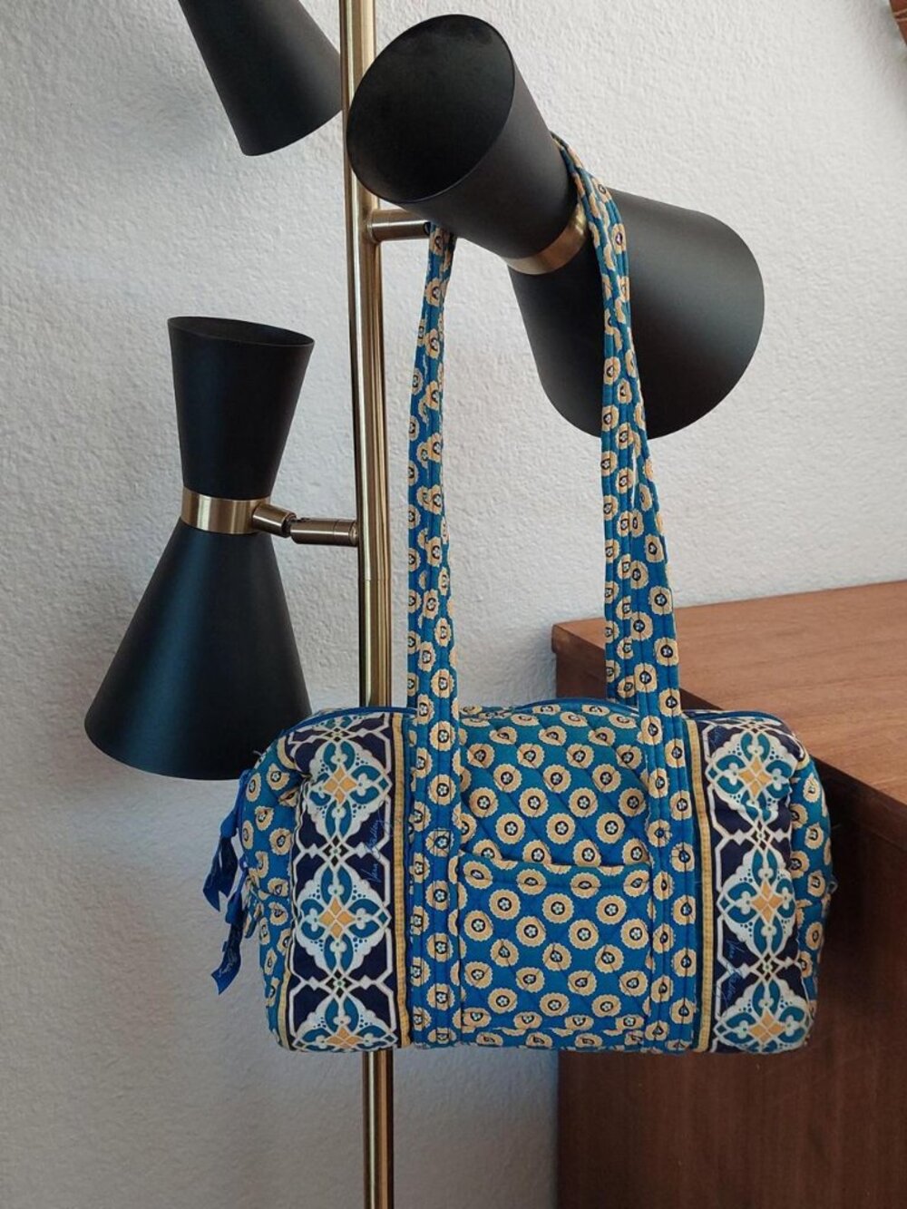 Vera Bradley Original 100 Handbag Riviera Blue Quilted Cotton Vintage Purse